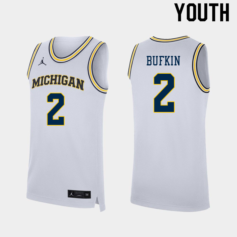 Youth #2 Kobe Bufkin Michigan Wolverines College Basketball Jerseys Sale-White - Click Image to Close